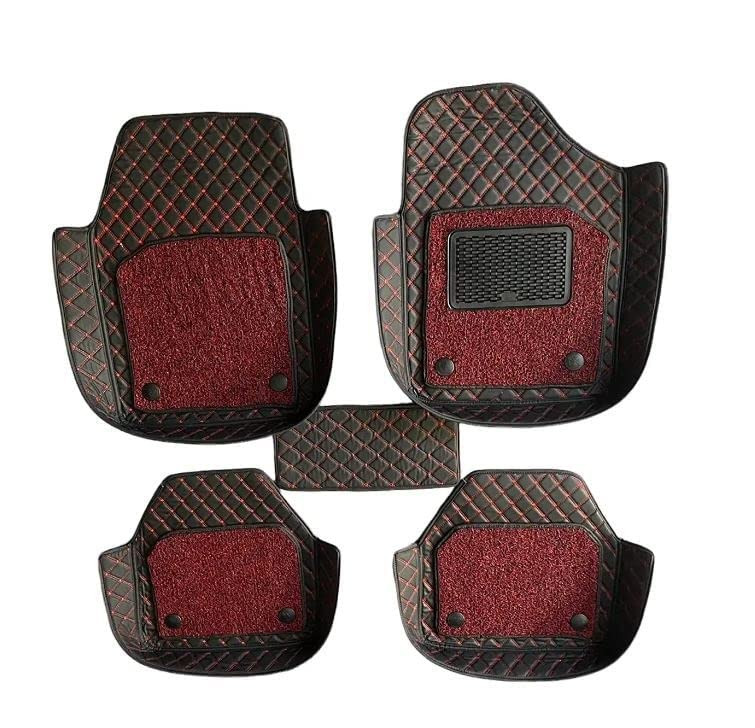 Autoclubtal Buket Universal Premium Car Foot Mats Non Slip 7D Luxuy Leather Car Floor Mats (Black) (Black/Red, Maruti Suzuki Alto K10)